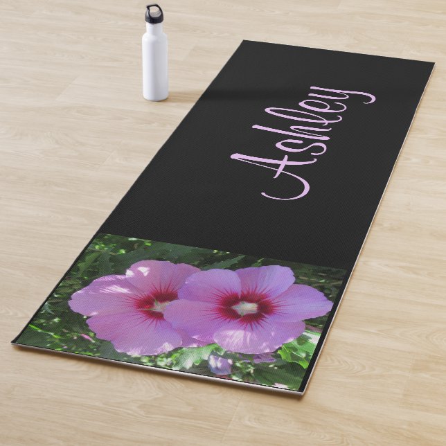 Girly Pink Rose of Sharon Photo Personalized Yoga Mat (In Situ)