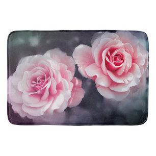 Girly Pink Roses Floral Photo Bath Mat