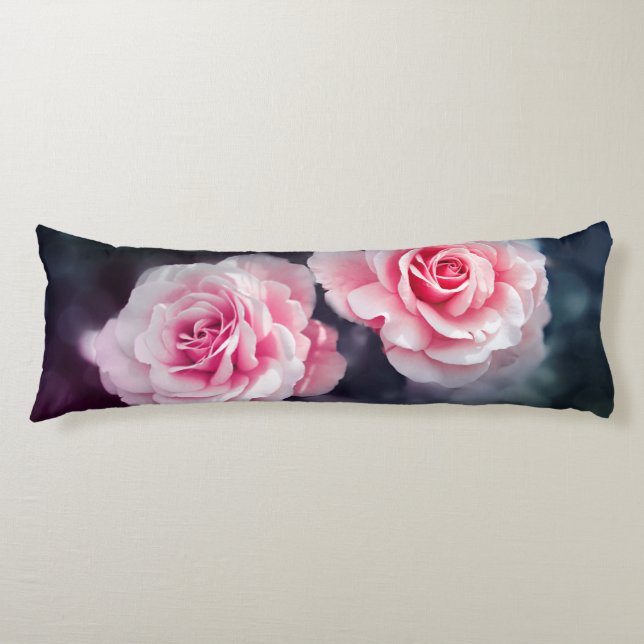 Girly Pink Roses Floral Photo Body Pillow (Front)