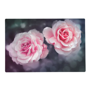 Girly Pink Roses Floral Photo Placemat