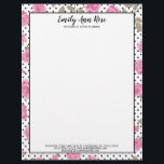 Girly Pink Roses Script Girly Floral Stationary Letterhead<br><div class="desc">Create your own stationary|letterhead l with this "Girly Pink Roses & Polka Dot Accents" template. So simple to make it your own. Feminine letterhead/stationary is perfect for any female professional, event, wedding planner, florist, make-up artist, hair stylist, photographer or personal use. *For further customization, please use the "Customize Further" Link...</div>