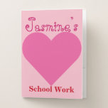 [ Thumbnail: Girly Pink School Work Pocket Folder ]