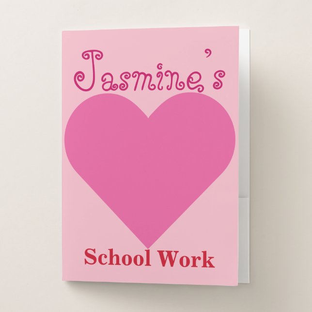 Girly Pink School Work Pocket Folder (Front)