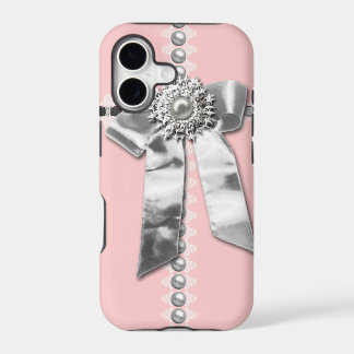 Girly Pink Silver Bow Printed iPhone 5 Case