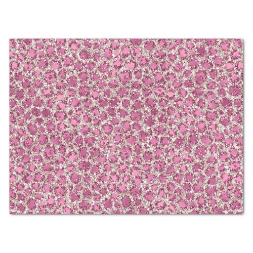 Girly Pink Silver Glitter Leopard Print  Tissue Paper
