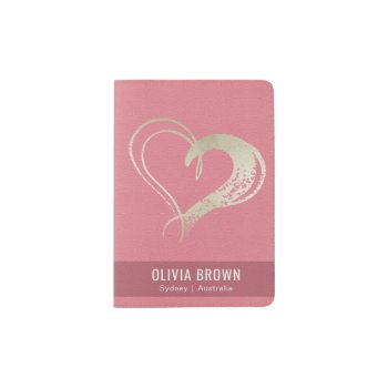 Girly Pink Silver Red Love Heart Leather Monogram Passport Holder by JustPassortHolders at Zazzle