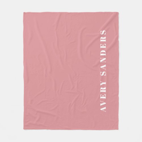 Girly Pink Simple Personalized Name Fleece Blanket