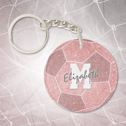 girly pink soccer bag tag with monogram keychain