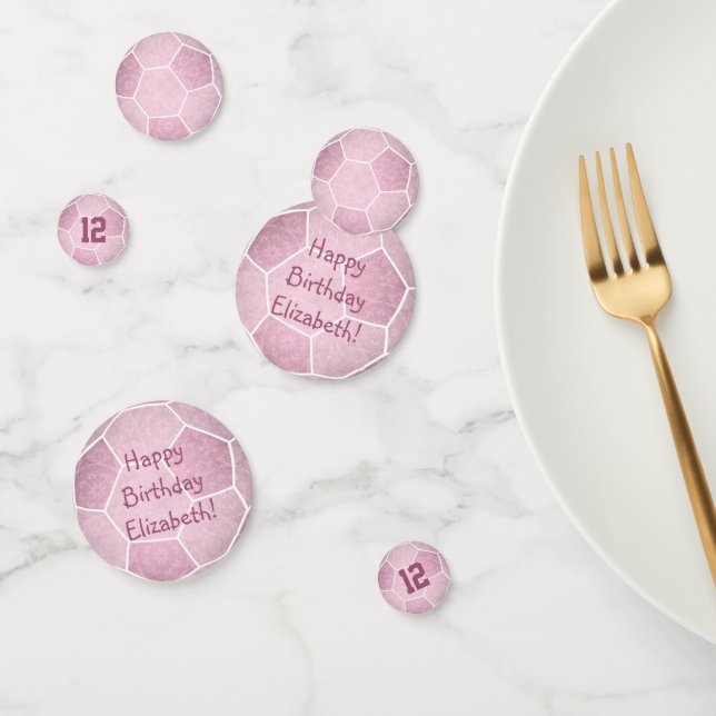 Girly pink soccer birthday party confetti (Group)