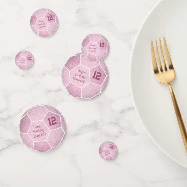 Girly pink soccer birthday party confetti (Group)