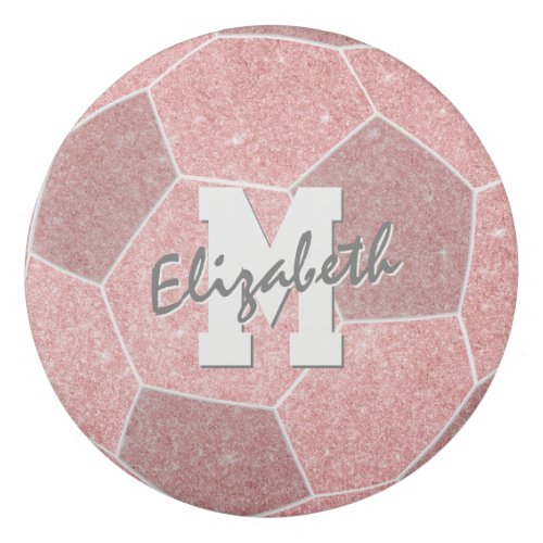 girly pink soccer monogrammed eraser
