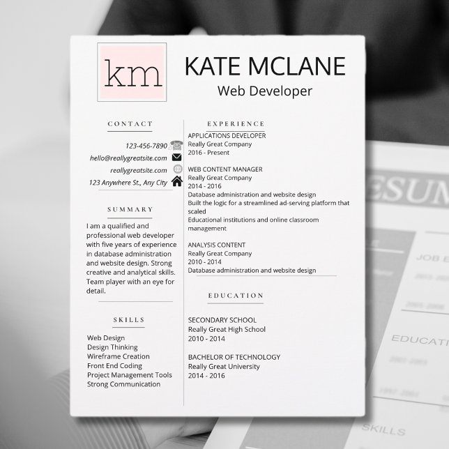 Girly Pink Social Icons Resume Template Letterhead (Creator Uploaded)