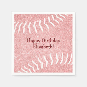 girly pink softball girls sports birthday party napkins