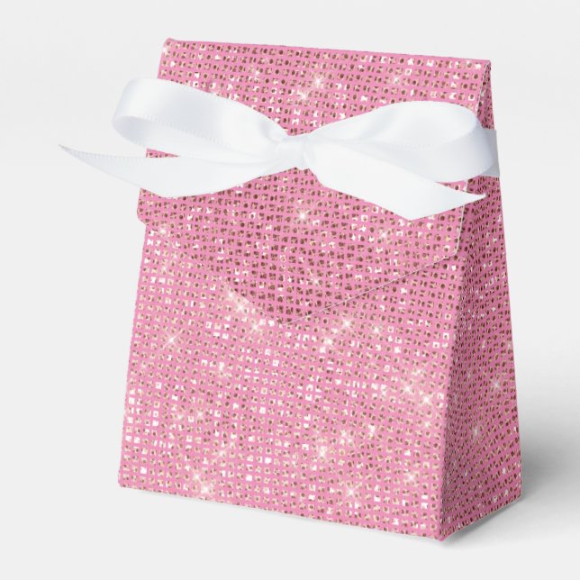 Girly Pink Sparkle Glam Favor Boxes (Front Side)