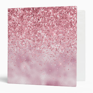 Girly Pink Sparkle Glitter 3 Ring Binder