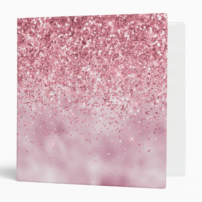 Girly Pink Sparkle Glitter 3 Ring Binder (Front/Inside)