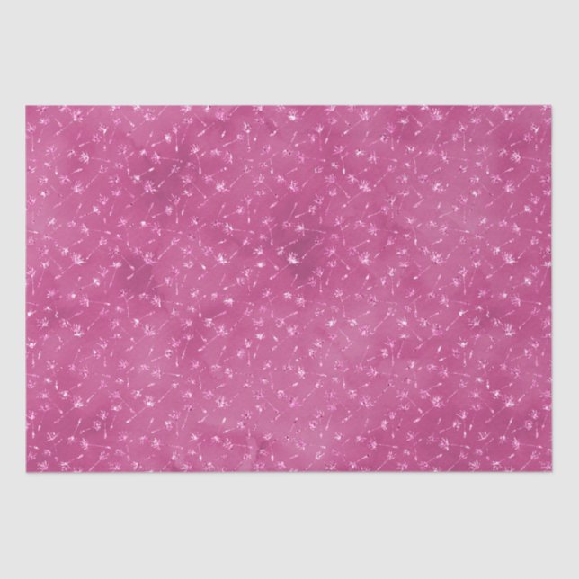 Girly Pink Sparkle Glitter Flowers Tissue Paper (Front)