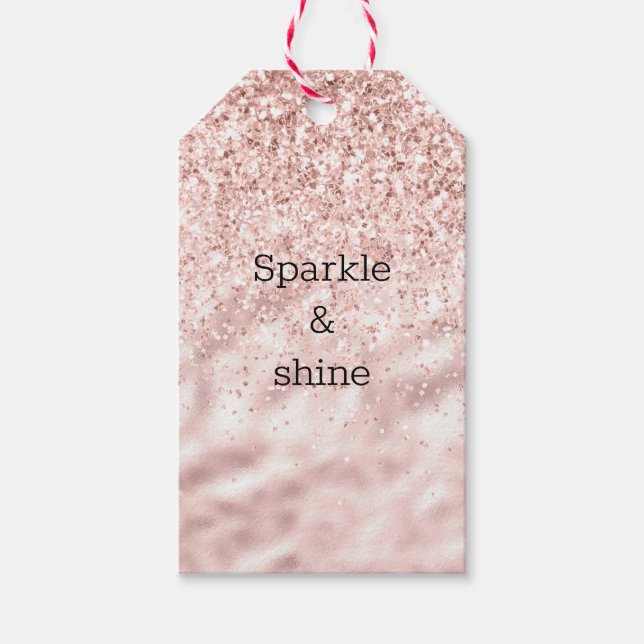 Girly Pink Sparkle Glitter Gift Tags (Front)