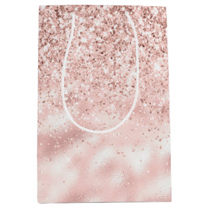 Girly Pink Sparkle Glitter Medium Gift Bag