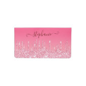 Girly Pink Sparkle Glitter Personalized Checkbook Cover (Front)