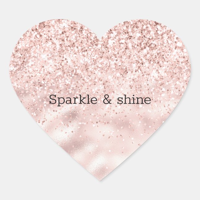 Girly Pink Sparkle Glitter personalized Heart Sticker (Front)