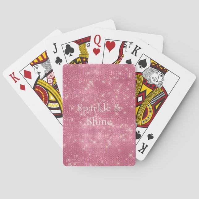 Girly Pink Sparkle Glitter Poker Cards (Back)