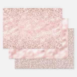 Girly Pink Sparkle Glitter Wrapping Paper Sheets