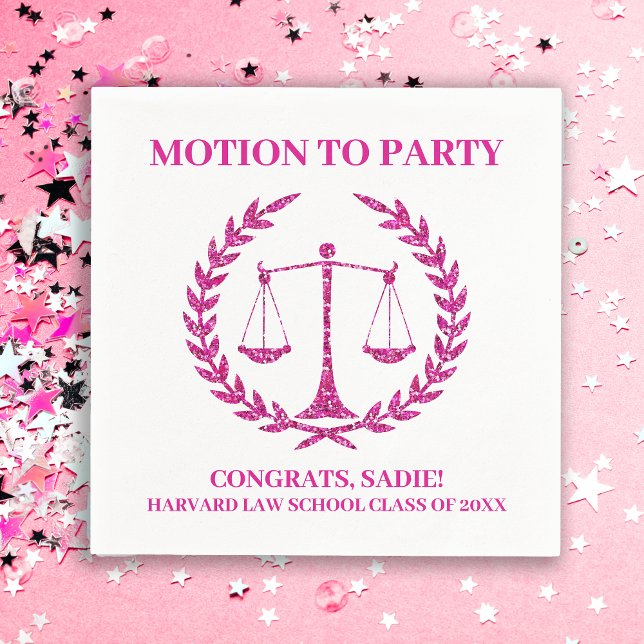 Girly Pink Sparkle Law School Graduation Party Napkins (Creator Uploaded)