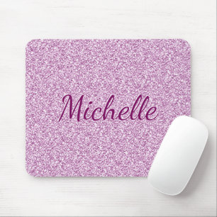 Girly Pink Sparkle Monogrammed Mouse Pad
