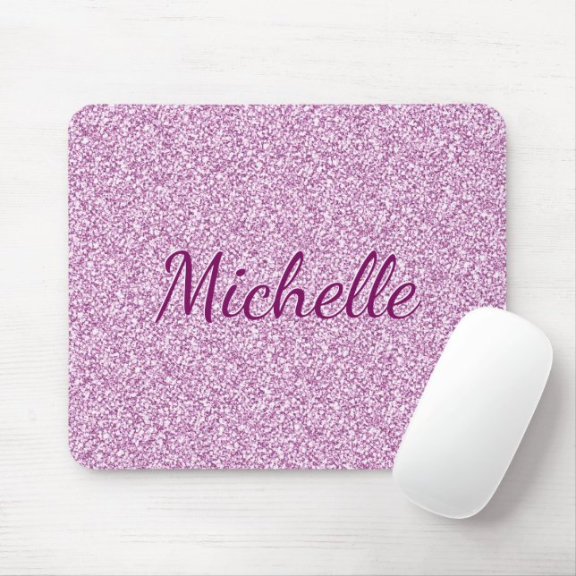 Girly Pink Sparkle Monogrammed Mouse Pad (With Mouse)