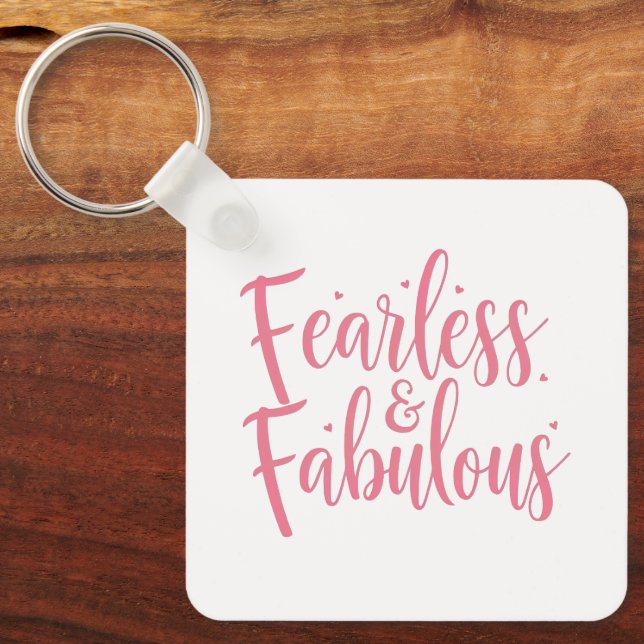 Girly Pink Sparkle Motivational Message Keychain (Front)