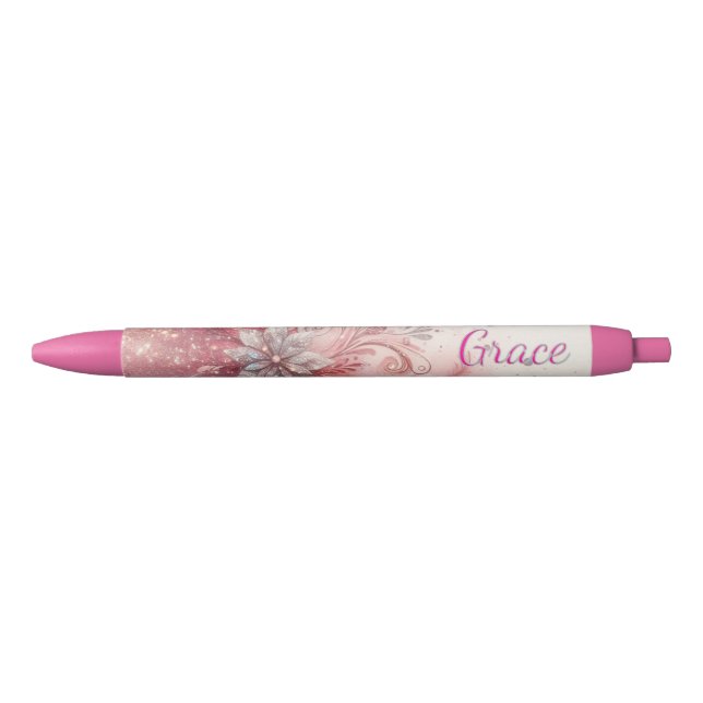 Girly Pink Sparkle Office School Writing  Pen (Front)