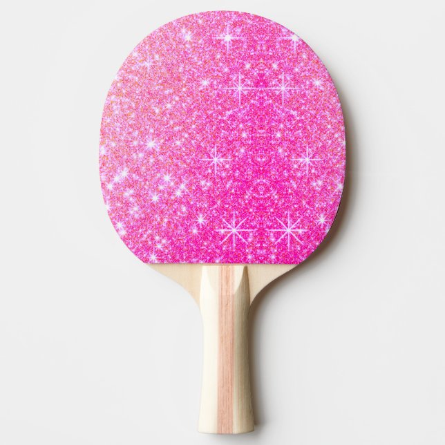 Girly Pink Sparkle Ping Pong Paddle (Front)