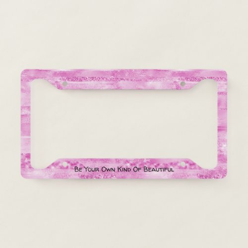 Girly Pink Sparkle Stripes License Plate Frame