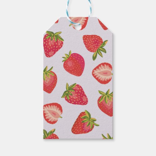 Girly pink strawberry pattern gift tags