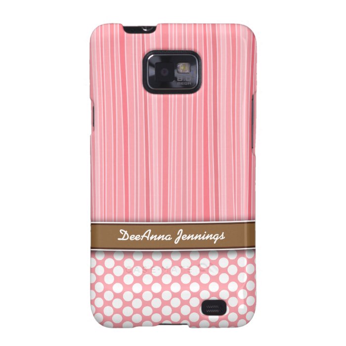 Girly Pink Stripes & Dots Samsung Galaxy S Case Galaxy S2 Cases