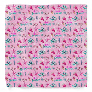 Girly Pink Summer Beach Holiday Pattern Bandana
