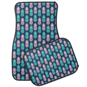 Girly Pink Teal Blue Tropical Pineapple Pattern Car Floor Mat