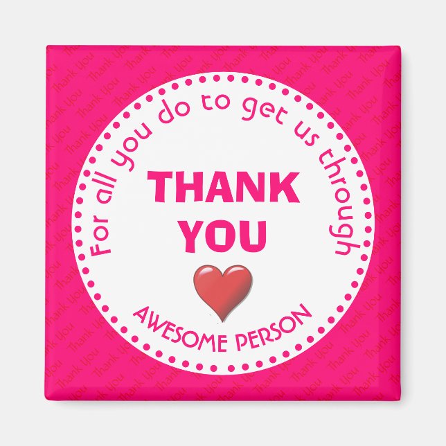 Girly Pink THANK YOU Awesome Person Magnet (Front)
