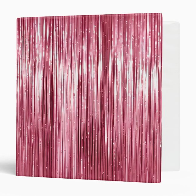 Girly PInk Tinsel Stripes 3 Ring Binder (Front/Inside)