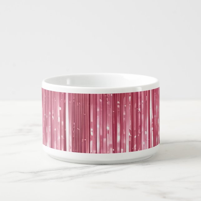 Girly Pink Tinsel Stripes Bowl (Center)