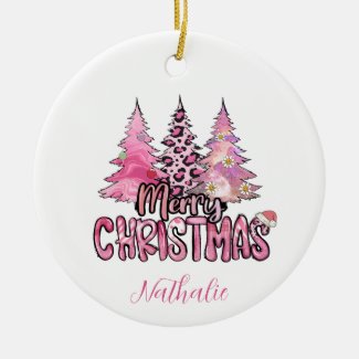 Girly Pink Trees Merry Christmas Sublimination 