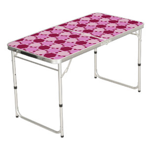 Girly Pink Triangle Optical Illusion Pattern Beer Pong Table