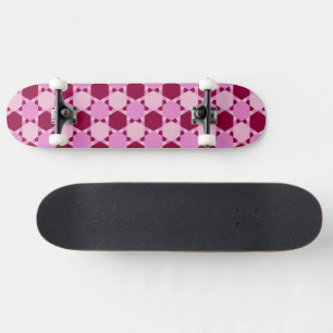 Girly Pink Triangle Optical Illusion Pattern Skateboard Deck