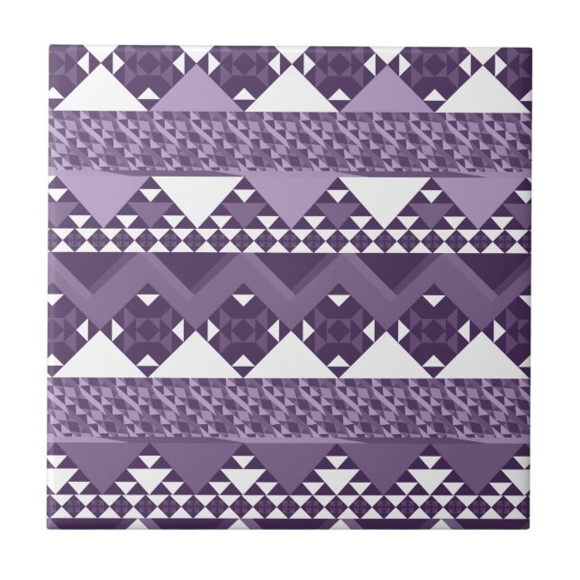 Girly Pink Tribal Aztec Pattern Tile (Front)
