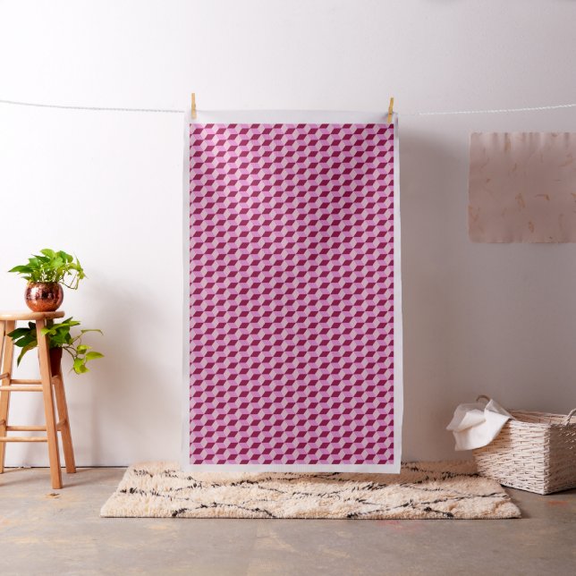Girly Pink Tumbling Blocks Seamless Pattern Fabric (In Situ)