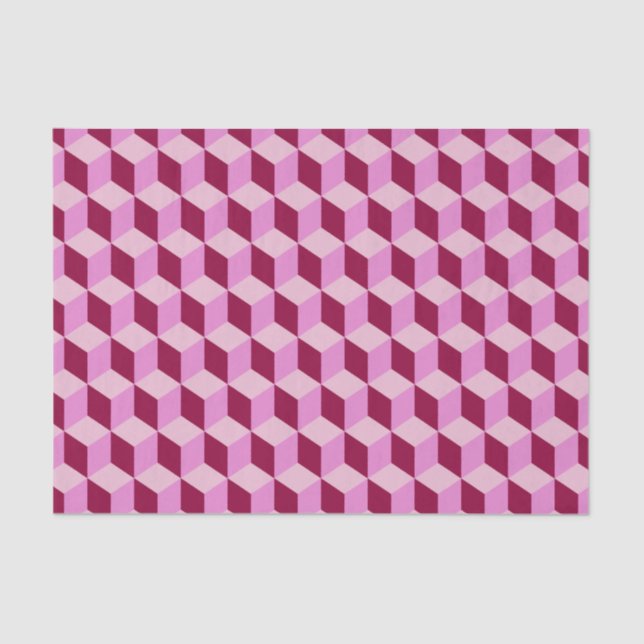 Girly Pink Tumbling Blocks Seamless Pattern Tissue Paper (Front)