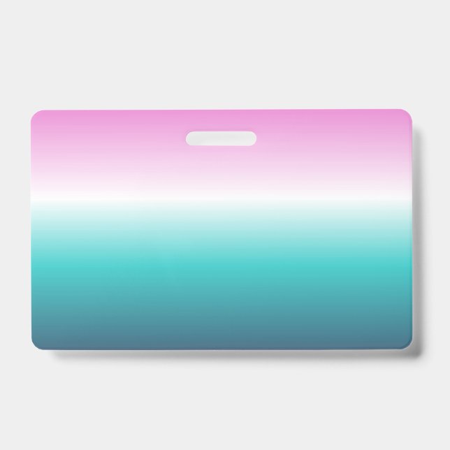 girly pink turquoise teal aqua ombre mermaid badge (Front)