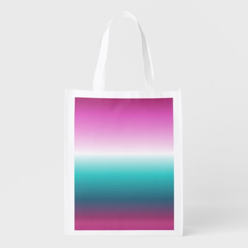 girly pink turquoise teal aqua ombre mermaid grocery bag