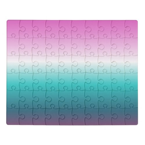 girly pink turquoise teal aqua ombre mermaid jigsaw puzzle